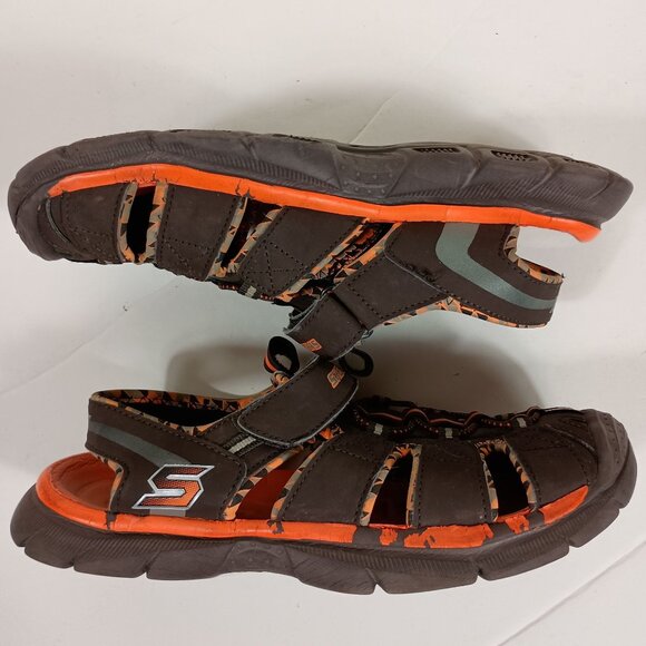 Skechers Relix Trophix Boys Sandals Brown & Orange Outdoor Sandals Size 5 92189L - Picture 4 of 8